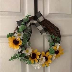 Sunflower & Buffalo Print Wreath